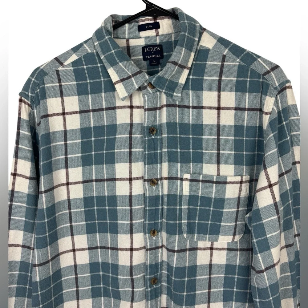 J Crew Mercantile Slim Fit Men’s Flannel Shirt Casual Fall Size Large Plaid - Picture 2 of 11